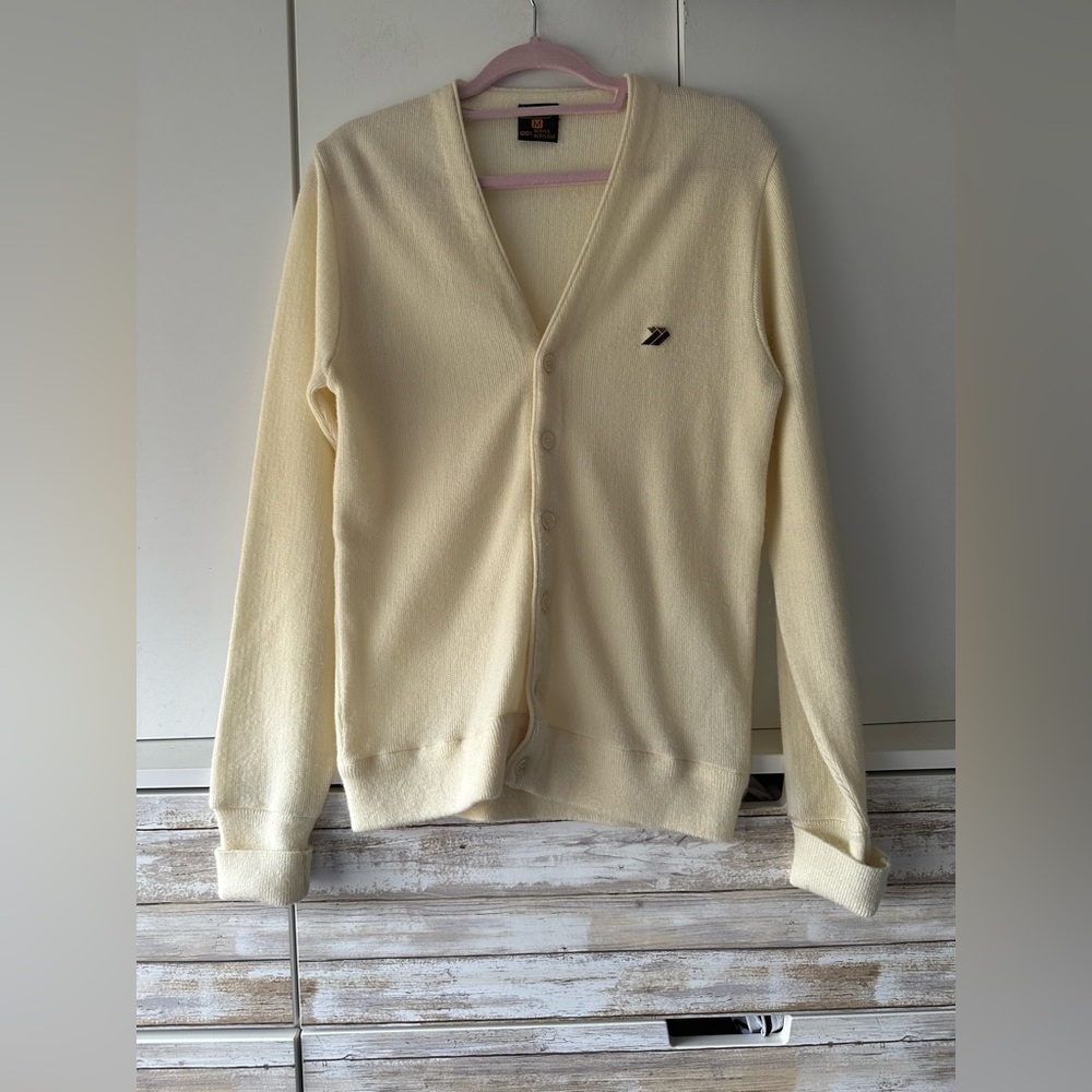 🧶 Vintage Marks & Spencer St Michael Men’s Cream Cardigan Size M Made Canada